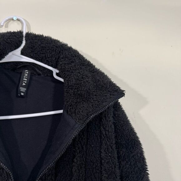 Athleta Willow Fleece Full Zip Black Bomber Jacket - Picture 3 of 4